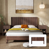 Wood Headboard Queen Size, 64.4" Wide Wooden Queen Headboard Only, Modern Farmhouse Headboards, Wall Mounted Fluted Panel, Wingback Boho Headboards, Walnut