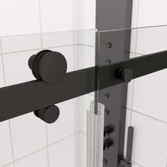 Glass shower door, sliding door, with 5/16" tempered glass and Matted Black finish 4874