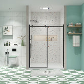 Glass shower door, sliding door, with 5/16" tempered glass and Matted Black finish 4874