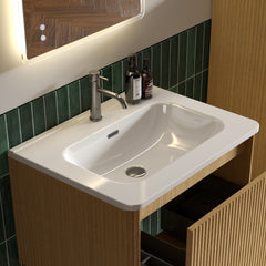BB04-30-301, Integrated white ceramic basin, drain not included