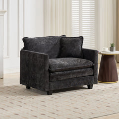 Cloud Sofa Single Seat (Ottoman is not included), Modern Sectional Couch, for Living Room Bedroom and Apartment, Comfy Double Layer Upholstered Seat Cushion, Breathable Chenille Fabric, Black