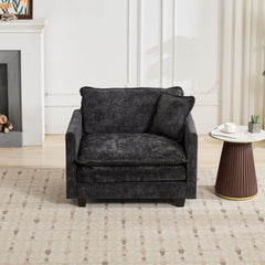 Cloud Sofa Single Seat (Ottoman is not included), Modern Sectional Couch, for Living Room Bedroom and Apartment, Comfy Double Layer Upholstered Seat Cushion, Breathable Chenille Fabric, Black