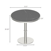 Round Modern Dinning Table 31.5 inches Bistro Table Tulip Table with Faux Marble top,Easy Assemble,Sturdy Metal Frame Diameter