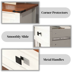 Farmhouse Style Console Table with 2 Drawer and Bottom Storage Shelf for Entryway, Rustic Side Table with Storage Drawer and Shelf for Living room, Hallway(Antique White)
