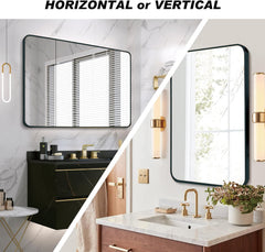 30x40 Inch Black Metal Framed Rectangular Bathrrom Mirror for Wall.(W2203134112)