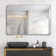 30x40 Inch Silver Metal Framed Rectangular Rectangular Bathrrom Mirror for Wall.(W2203134526)