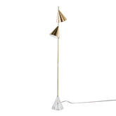 Cone 65" Glam Metal Floor Lamp in Brushed Gold Metal with White Faux Marble Metal Base by LumiSource