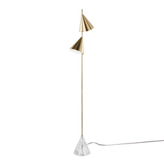 Cone 65" Glam Metal Floor Lamp in Brushed Gold Metal with White Faux Marble Metal Base by LumiSource