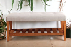 Charla Light Gray Fabric & Oak Finish Bench