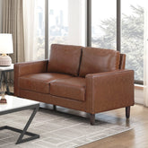 Modern Style Chocolate Faux Leather Upholstered Love Seat Comfortable Cushion Back Seat Solid Wood Living Room Furniture 1pc