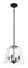 Soiree Four Candle Lights Pendant With Clear Glass - Black Finish