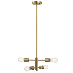 Trellis Four Lights Modern Gold Chandelier Vintage Pendant Fixture for Living Room Dining Kitchen 15"W × 6.75"H