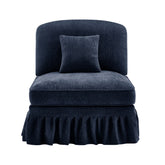 Armless Sofa Chenille W/1 Pillow -Blue