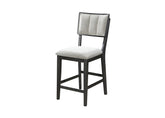 2pc Black/light Grey Counter Height Chair Counter Stools Full Back Wood Fabric Wooden Dining Room Furniture