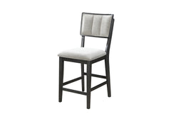 2pc Black/light Grey Counter Height Chair Counter Stools Full Back Wood Fabric Wooden Dining Room Furniture