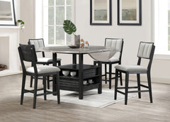 2pc Black/light Grey Counter Height Chair Counter Stools Full Back Wood Fabric Wooden Dining Room Furniture