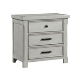 1pc Light Gray Finish Nightstand with 3x Drawers Storage Wooden Bedroom Furniture Farmhouse Style Bedside Cabinet