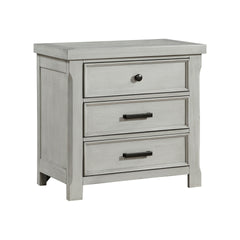 1pc Light Gray Finish Nightstand with 3x Drawers Storage Wooden Bedroom Furniture Farmhouse Style Bedside Cabinet