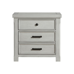 1pc Light Gray Finish Nightstand with 3x Drawers Storage Wooden Bedroom Furniture Farmhouse Style Bedside Cabinet
