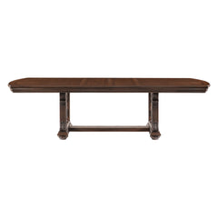Traditional Formal Dining Room Furniture 1pc Table with Separate Extension Leaf Classic Routed Pilasters, Moldings and Decorative Pediments Dark Oak Finish
