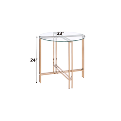 Veises Clear Glass Top with Champagne Finish End Table