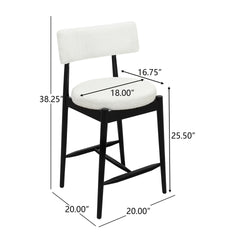 Mid Century Modern Counter Stool (Sets of 2) Black+Beige
