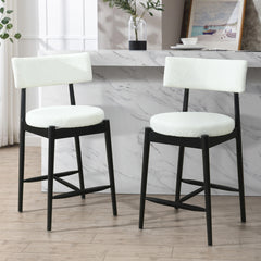 Mid Century Modern Counter Stool (Sets of 2) Black+Beige