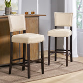 Barstools With rivet decoration set of 2 , wood Frame,fabric Sponge cushion and Upholstered Barstools, Bar Chairs for Kitchen Island,Bedroom,Dining Room.