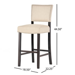 Barstools With rivet decoration set of 2 , wood Frame,fabric Sponge cushion and Upholstered Barstools, Bar Chairs for Kitchen Island,Bedroom,Dining Room.