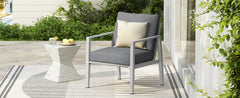 Silver Aluminum Lounge Chair with Sleek Rope Accents and Comfortable Cushions, Perfect for Modern Outdoor and Indoor Spaces