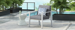 Silver Aluminum Lounge Chair with Sleek Rope Accents and Comfortable Cushions, Perfect for Modern Outdoor and Indoor Spaces