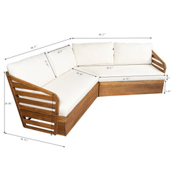 Royal Acacia Patio V Sofa Setctional set, Beige