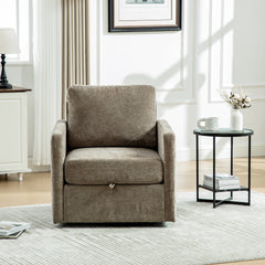 29.5''W Upholstered 360° Swivel Armchair with Hidden Storage, Comfy Diamond-Shape Tufted Armrests Accent Square Club Chair Single Sofa with Pillow for Living Room, Bedroom,Reading Nook,Corner, Taupe