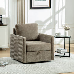 29.5''W Upholstered 360° Swivel Armchair with Hidden Storage, Comfy Diamond-Shape Tufted Armrests Accent Square Club Chair Single Sofa with Pillow for Living Room, Bedroom,Reading Nook,Corner, Taupe