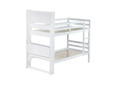Twin Over Twin Bunk Bed with Shelves , Rubber Wood Bed with Shelves Headboard, Safety Guardrails and Ladder, Convertible to 2 Beds,White