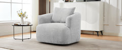 360° Swivel Chair, 38.2" Accent Chair Sofa, Upholstered Swivel Barrel Sofa Chair with a Throw Pillow for Living Room, Bedroom, Office and Hotel, Light Grey
