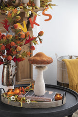 2pcs 8x8x14'' Orange Mushroom Holiday Ornament, for Harvest Festival Fall Festival & Thanksgiving Table Decorations