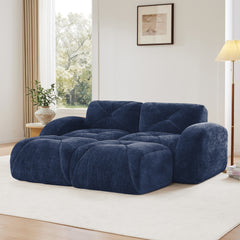 U-shaped Boneless Sofa,Soft Velvet Fabric,Tufted Design,32D High Density Sponge,No Assembly Required,Ergonomic Design Bottom, Anti-Slip Design,Movable Ottomans For Bedrooms,Blue