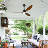 52" Ceiling Fan with Lights Quiet DC Motor 3 ABS Blade Ceiling Fans 6 Speed Levels,Reversible Ceiling Fan, for Patio Living Room, Bedroom, Office,Indoor. (Matte Black + Wood Gain )