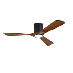 52 Inch Mounting Type Solid Wood Ceiling Fan With Light Kit Dimmable LED, DC 6 Speed ,Remote Control Ceiling Fan for Patio Living Room, Bedroom, Office,Indoor.(Matte Black +Wood)