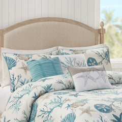 7 Piece Cotton Sateen Comforter Set Aqua Cal King
