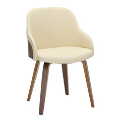 Bacci Mid-Century Modern Dining/Accent Chair in Walnut Wood and Cream Faux Leather by LumiSource