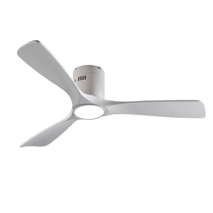 52 Inch Mounting Type Solid Wood Ceiling Fan With Light Kit Dimmable LED, DC 6 Speed ,Remote Control Ceiling Fan for Patio Living Room, Bedroom, Office,Indoor.(Matte White+Wood)