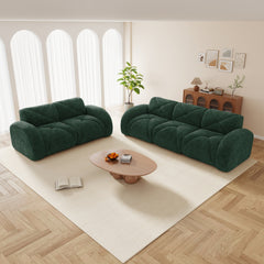 2 Piece Sofa Set Comfy Sofa Couch, 2+3 Seater Sofa Set,Deep Seat Sofa,Soft Velvet Fabric,32D High Density Sponge Bottom,No Assembly Required, Modern Sofa Set for Living Room,Green