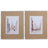 S/2 European Cities Watercolor Framed Prints, 24X30"