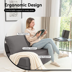 Foldable Sofa Bed Sleeper Lounge Chair with Pillow Floor Mattress Floor Couch with Backrest for Living Room/Dorm/Guest Room/Home Office, Twin