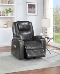 Gunmetal Leather Aire Recliner w/Power Lift & Massage