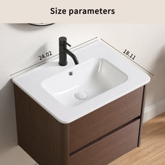 Bathroom Vessel Sink, Ceramic Bathroom Vanity Sink Top without Faucet&,Drain Convenient for Storing Personal Items - Glossy White