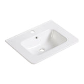 Bathroom Vessel Sink, Ceramic Bathroom Vanity Sink Top without Faucet&,Drain Convenient for Storing Personal Items - Glossy White