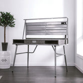 Modern Industrial Computer Desk USB Port One Drawer And Two Shelves With Metal Legs